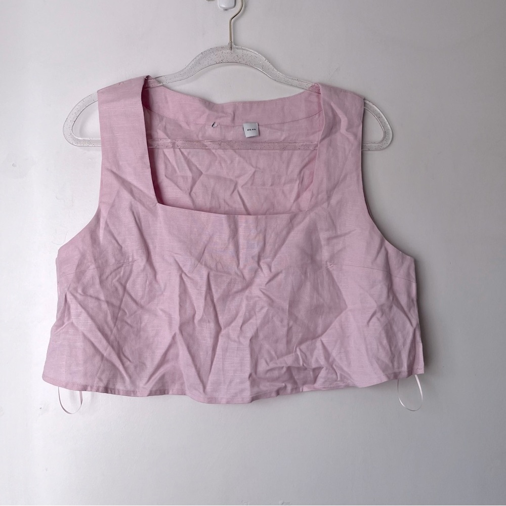 Petal & Pup Polly Pink Square Neck Linen Blend Crop Tank Top XL